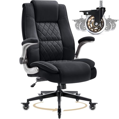 Fabric High Back Office Chair, Thick Padded Ergonomic Computer Desk Chair