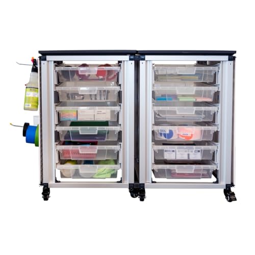 LUXOR MBS-STR-21-12S Modular Classroom Storage Cabinet - 2 Side-by-Side modules with 12 Small Bins