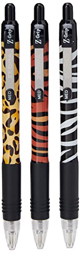 Zebra 2258 Z-Grip Black Ink Funky Animal Print Ballpoint Pen - (Pack of 5)