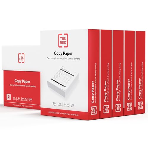 TRU RED Copy Paper, 8.5x11 Inch, 92 Brightness, 20 lb., 500 Sheets/Ream