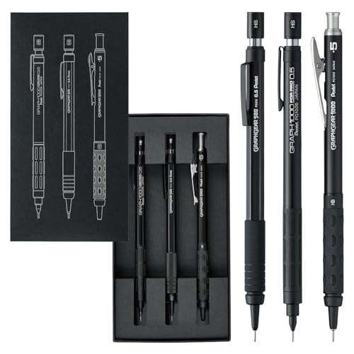 Pentel Mechanical Pencil for Drafting, Set of 3, 60th Anniversary Limited Edition 0.5 mm PGANAST