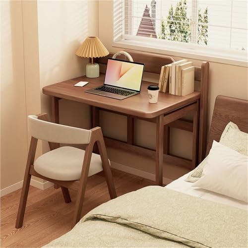 Solid Wood Folding Desk, Small Desk for Bedroom, Fold Small Desk, Computer Desk for Home Office, Simple Study Makeup Workstation, Wooden Study Office Desk Table for Small Spaces(Brown,120cm'.2in)