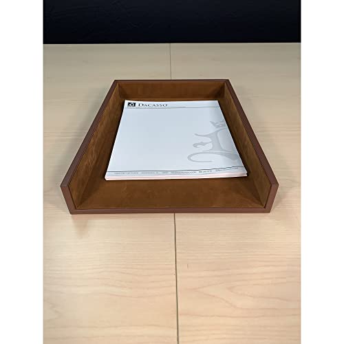 Dacasso Rustic Brown Leather Letter Tray, Legal Size