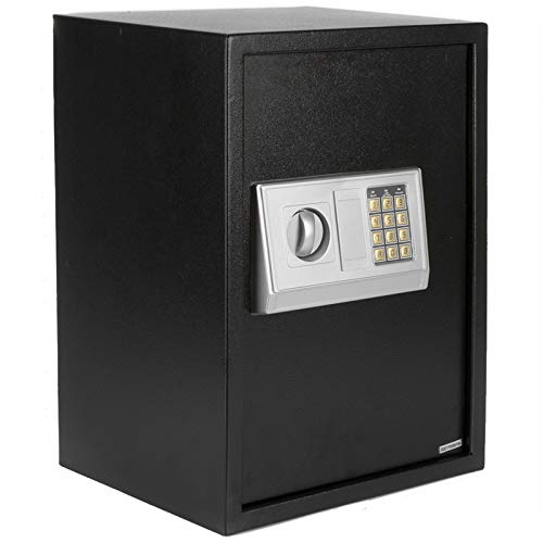 Large Digital Safe Box with Security Keypad Lock, Fireproof and Waterproof Security Safe for Home Office Hotel Business, Wall or Cabinet Anchoring Design (White)