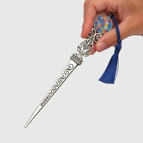 Bortoletti Venetian Murrina Letter Opener – Handcrafted in Italy Millefiori Glass Paper Knife – 7" Vintage Antique Executive Desk Accessory Gift BOTAG03