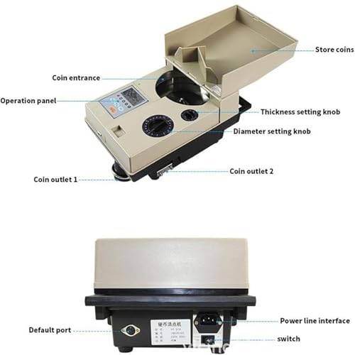 Coin Counter Sorter Machine,Heavy Duty Electric Coin Counter Packager Offsorter,1200 Pieces/Minute, Coin Diameter 15mm~34mm, for Most Coins