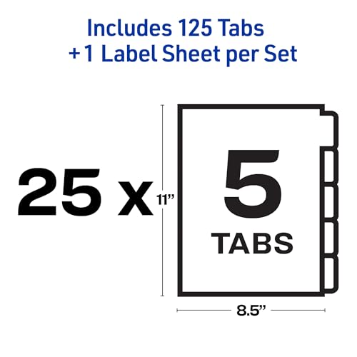 Avery® Index Maker® Clear Label Dividers, 5-Tab, Unpunched, 25 Sets