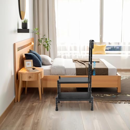2-Step Step Stool with High Handle, 21 Inch, Black,for Reaching High Places
