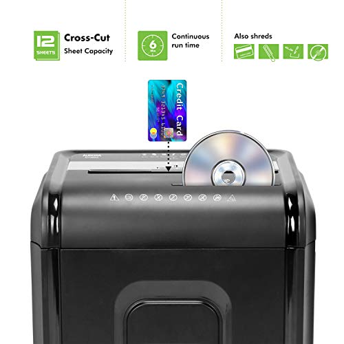 Aurora AU1260XA Anti-Jam 12-Sheet Crosscut Paper and CD/Credit Card Shredder