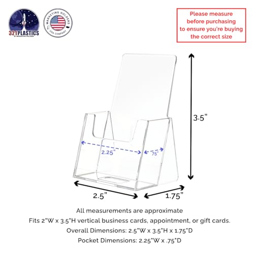 Marketing Holders 40 Pack Business Card Holder Counter Display for 2" x 3.5" Vertical Gift Cards for Vendor Booths at Tradeshows Expos and Conventions Clear Acrylic Take One Dispenser