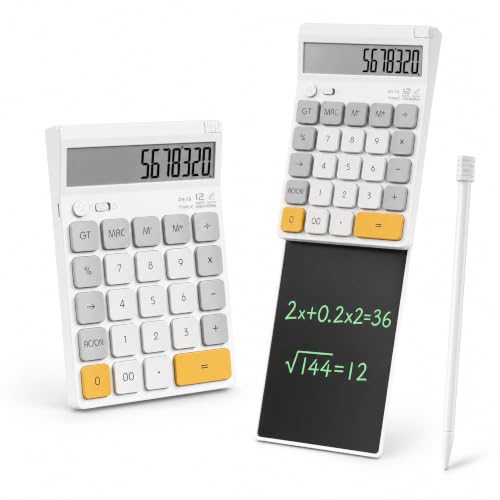 DPEDUAI Retractable Desk Calculator with Slide-Out LCD Tablet, 12-Digit