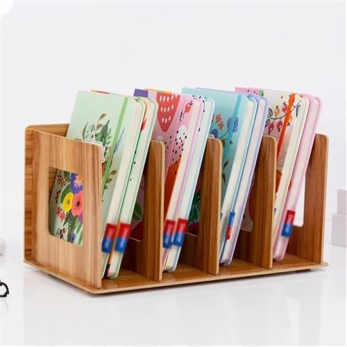 File Organizer Desktop Shelf Student Book Stand Bookshelf CD Rack Wooden DVD Office Organizers Desk
