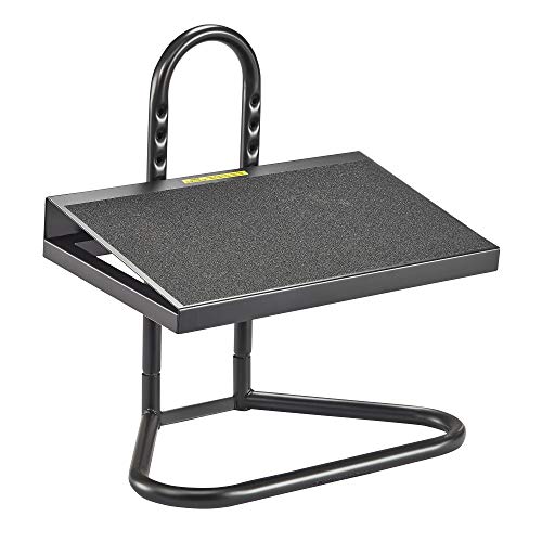 Safco Task Master Adjustable Footrest, 9 Position Textured Platform, Tubular Steel, for Home, Office & Classroom, Black