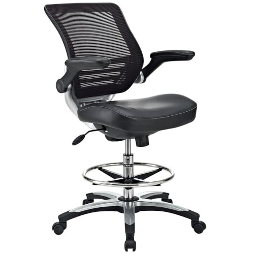 Furnifact Black Drafting Chair, Adjustable Armrest, Ergonomic Backrest, Durable Base, Modern Office and Studio Stool
