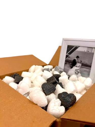 FunPak Plant Based Biodegradable Packing Peanuts 1.5 cu ft Bag Compostable (Black and White Hearts)