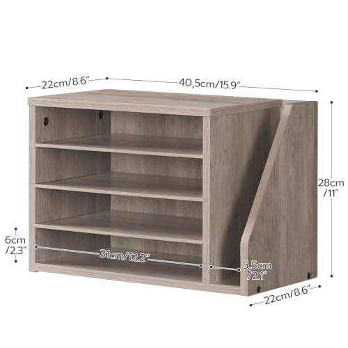 HOOBRO Mail Sorter, Literature Organizer with Adjustable Shelves, Paper Organizer for Office, Home, Wood Countertop Mail Sorter, File Holders, Magazines, Greige BG41WF01N1