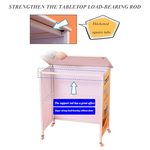 Mobile Portable Promotion Counter Table, Pop Up Podium Trade Show Exhibition Reception Event Desk Counter Speech Stand ,Commercial Supermarket Folding Tasting Table Booth Kiosk Display Banner Stand