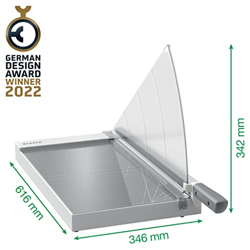 Leitz Precision Office Paper Cutter A3, Guillotine, Cuts 15 Sheets, 457mm Cut Length, Precision Steel Blade, Premium Glass Base, Alignment Guide with Edge Glow & Blade Guard, 90220000