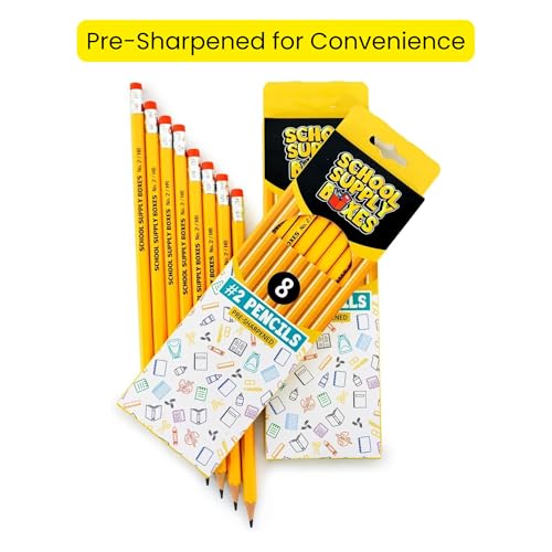School Supply Boxes | 8 ct. Wooden Pencil Pack | 48 Packs | Pre-Sharpened No. 2 Wooden Pencils | 384 Total Pencils