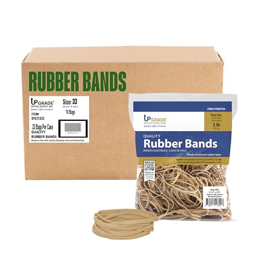 Upgrade Office Supply Rubber Bands, Size 33, 3-1/2 x 1/8 in, Natural Rubber Latex, Made in USA (3)