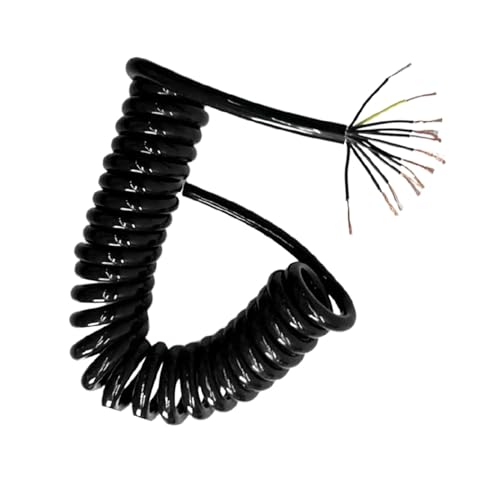 Coiled Mains Flex Curly Spring Cord 9 Core 15AWG High Power Spiral Wire