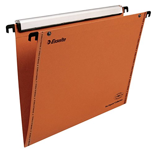 Esselte Pack of 25 Suspension Files for Drawers VMG Base - Kraft V-Shaped Base Orange