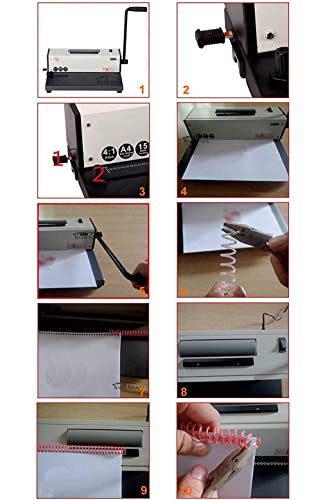 INTBUYING 110V 46 Holes Electric Spiral Coil Binding Machine, 4:1 Binder Electric Coil Inserter with 1pc Cutting Spiral Coil Plier for 3mm 5mm 7mm Pitch Size