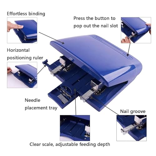 Double Head Stapler, A4/A3/16K/18K Office Desktop Staplers, 50 Sheets Binding Thickness and 0-58mm Adjustable Paper Feed Depth, Save Space and Labor-Saving, for Factory, Office and Home