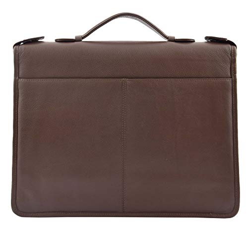 Brown Leather A4 Ring Binder Folio Office Bag File Folder Meetings Zip Organiser Braga