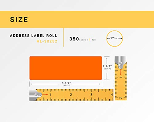 HouseLabels Compatible with Dymo 30252 Labels, Orange, 1-1/8" x 3-1/2"