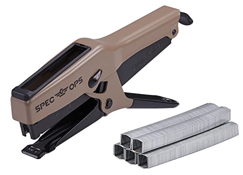 Spec Ops Tools Elite Duty Plier Stapler for Packaging, All-Metal, Compatible with 7/16" Crown, 1/4" and 3/8" Leg Length Staples, 50 Sheet Capacity
