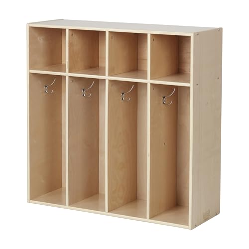 Back2School Express Sleekline 4-Section Toddler Coat Locker, Natural
