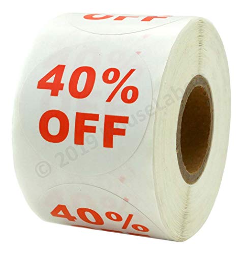 HouseLabels 10%- to 50%-Off Sale Stickers, 1.5 Inch Round, Green/White