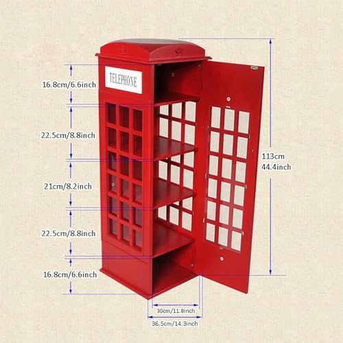 MNJVCFDS Telephone Booth Bookshelf, Small Floor Standing Bookcase Storage Rack, Phone Booth Storage Cabinet Organizer Display Bookshelf