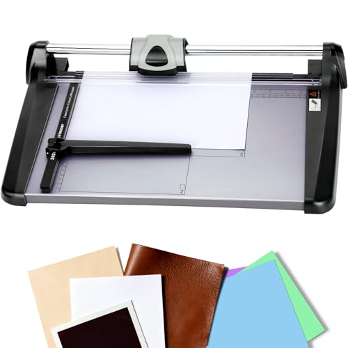Heavy Duty Rotary Paper Cutter 15 Sheet, 14" Precision Paper Trimmer with Auto Clamp, Clean Cuts for Cardstock, Photos, Crafts & Office Use