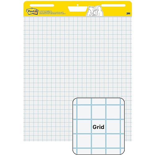 Post-it 560VAD4PK Easel Pad,Self-Stick,Faint Grid,30 Sheets,25-Inch x30-Inch,4/CT,WE