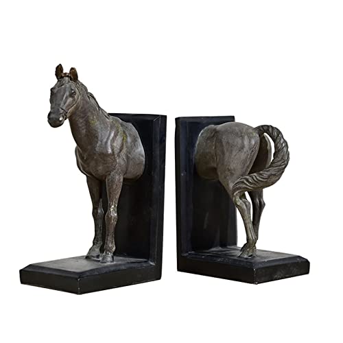 Book Organizer Horse Decorative Bookend, Unique Resin Decor Book Ends to Hold Heavy Duty Books, Vintage Antique Home, Modern Living Room Library Office Shelf