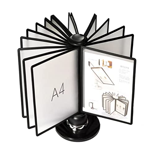 GFSGHZZ Flip File Organizer for Desk, File Organizer for Desk - Catalog Display Rack, 20 Double-Sided Panels, Letter-Size, Desktop Reference System, for Display A4 Documents, Product Price List,Black