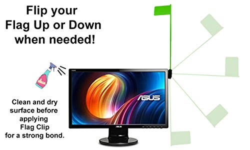 Green Plastic Flag Office 11in. Tall Bright Alert Desk Flag Up Down Function Attention Grabber Go Ready Available Open Status Signal Indoor Sign Cubicle Computer Station Job Site DIY (10)