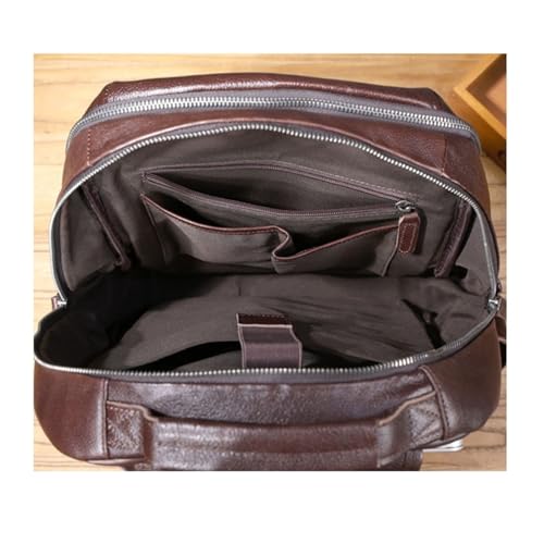 ROROR Simple Cowhide Backpack For Mens Handmade Large Capacity Leather Mens Backpack Computer Bag(DeepCoffee)