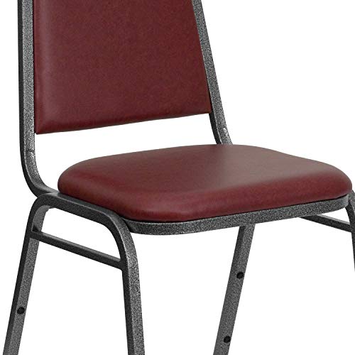 EMMA + OLIVER Burgundy Vinyl Trapezoidal Back Stacking Banquet Chair