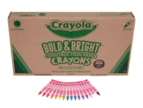 Crayola Construction Paper Crayons Classpack, Bulk Assorted School Supplies, 16 Colors, 400/Set (Packaging May Vary)