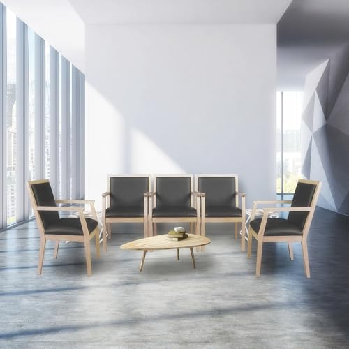 Romig Regent WallGuard Guest & Reception Waiting Room Wood Side Chair - Noble Oak/Black Vinyl