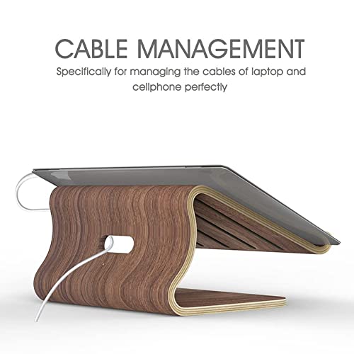 SAMDI Laptop Stand Wood, Wooden Cooling Computer Holder, Notebooks Desktop Mount for MacBook Air, Pro 13 15, iPad Pro 12.9, Dell XPS, Surface, Chromebook 11 to 17 (Walnut)