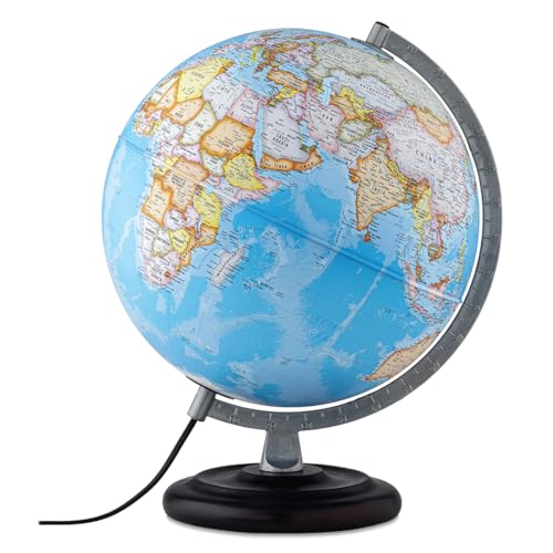 Waypoint Geographic Mariner Plus Illuminated Globe, 12" Blue Ocean-Style, Up-to-Date Light-Up Globe for Home and Office Decor, 17“ H x 13.5“ W x 12“ D