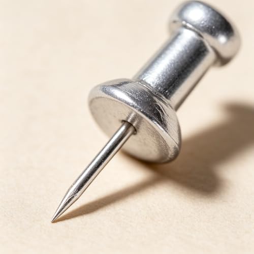 Aluminum Head Push Pins, Steel 0.38-Inch Point, Silver, 100 Per Box