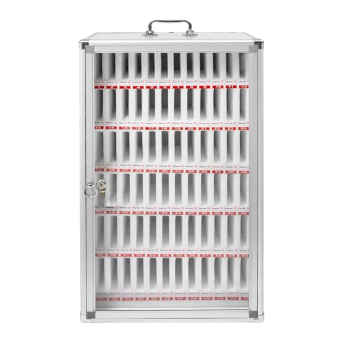 MhdunueSK 72 Slots Aluminum Alloy Pocket Chart, Cell Phone Locker for Classroom, Storage Cabinet for Cell Phones, Wall-Mounted with a Locked