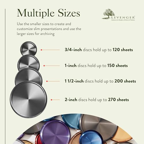 Levenger Aluminum Metal Circa Discs Binder Rings for Discbound Notebooks System, 11 Pack, Platinum 1 1/2-Inch