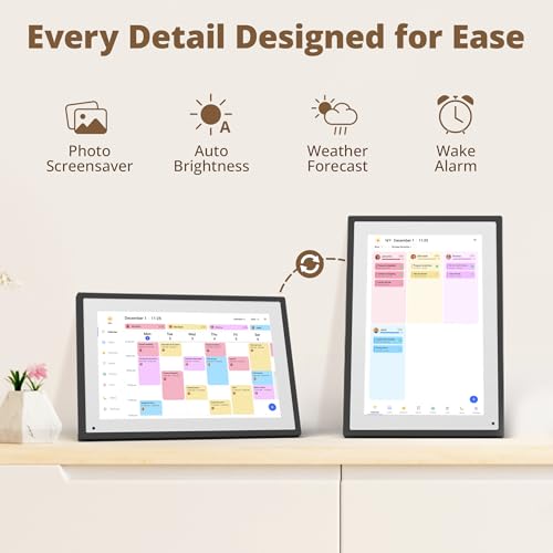 Digital Calendar Touch Screen 10 Inch, Electronic Calendar Chore Chart with 1080P Interactive Touchscreen for Family Monthly/Weekly/Daily Planner, Smart Calendar with Desk Mount - Black