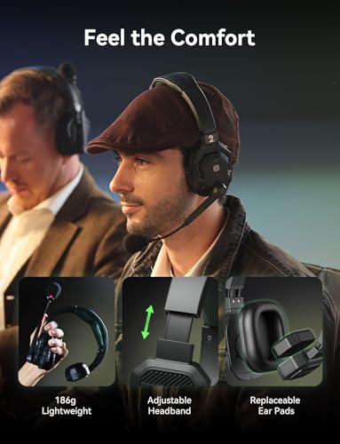 Hollyland Solidcom SE PRO 2-Users ENC Noise Cancellation Wireless Intercom Headset System 1312ft Team Communication with 3.5mm Single Ear Headset for Movie Shoot Live Show (1.9GHz Version)